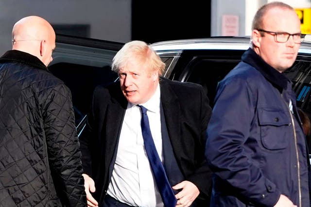 Britain's Prime Minister Boris Johnson arrives near London Bridge in the City of London