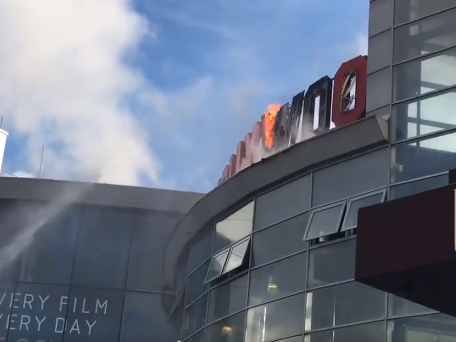 Vue Cinema in north London sign on fire