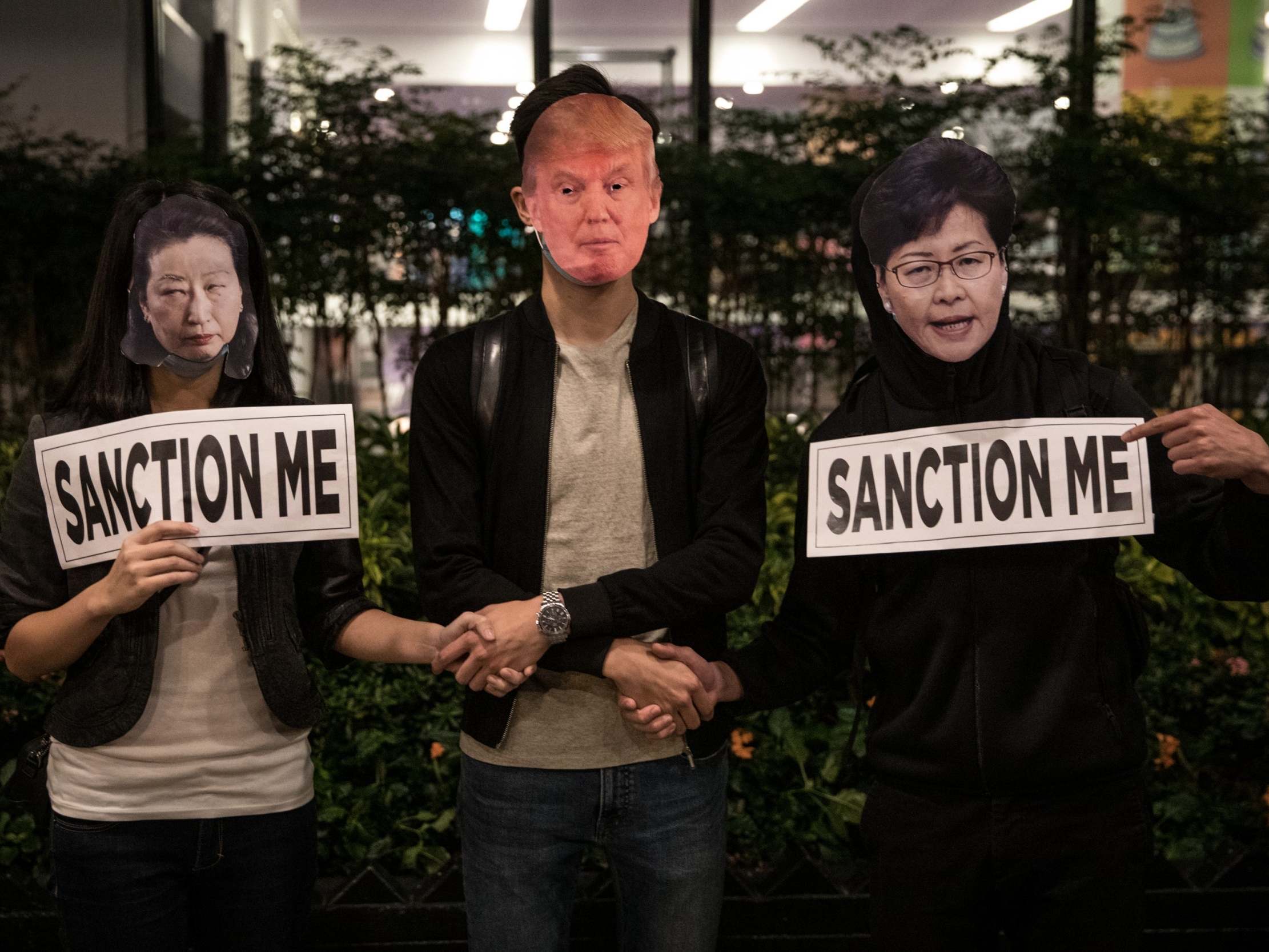 Pro-democracy protesters take part in a Thanksgiving Day rally at Edinburgh Place on 28 November, 2019 in Hong Kong, China.