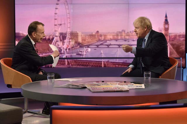 Boris Johnson is questioned by the host on ‘The Andrew Marr Show’