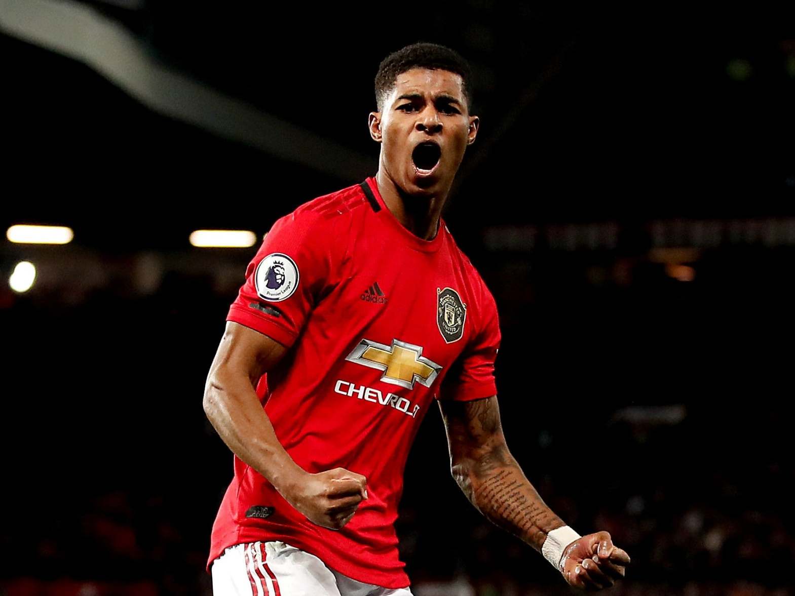 Manchester United’s Marcus Rashford celebrates