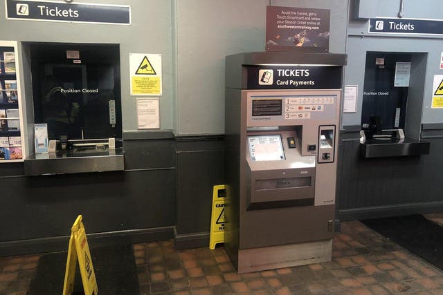 Closing day: some South Western Railway ticket offices, such as Farnham in Surrey, were closed