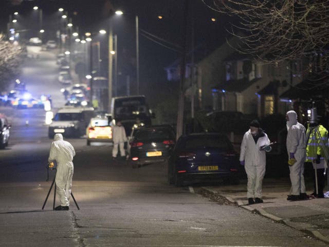 Forensic Officers in Willingdale Road near Debden Park High School, in Loughton, Essex, after the murder investigation was launched