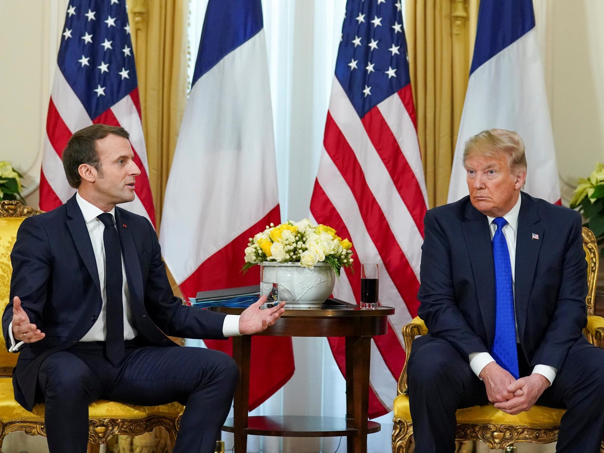 Trump impeachment news – live: President in tense exchanges with Macron over Isis joke after calling French leader &apos;very nasty&apos; at Nato summit