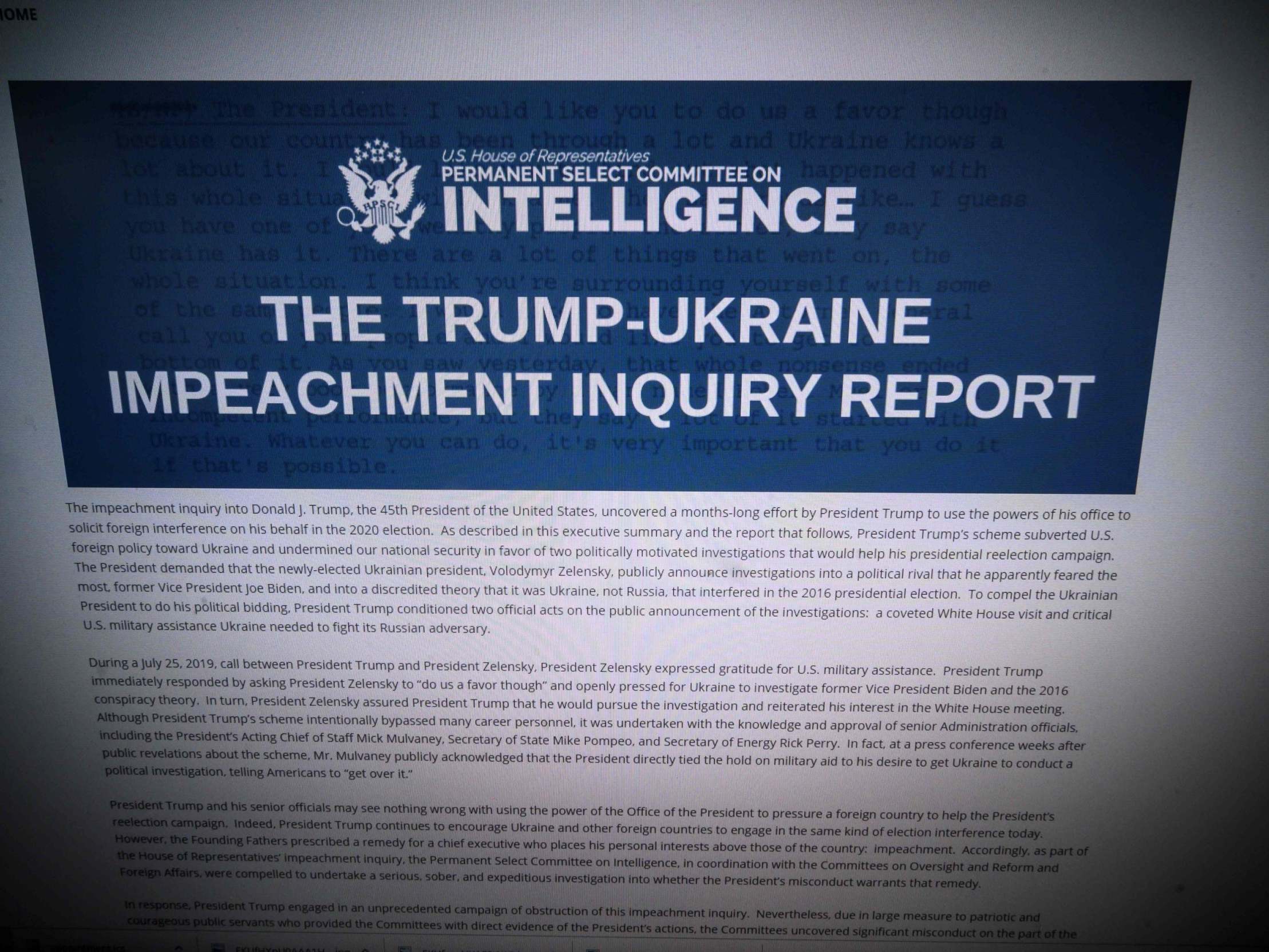 Trump impeachment report: Document detailing &apos;overwhelming evidence&apos; of president&apos;s misconduct released