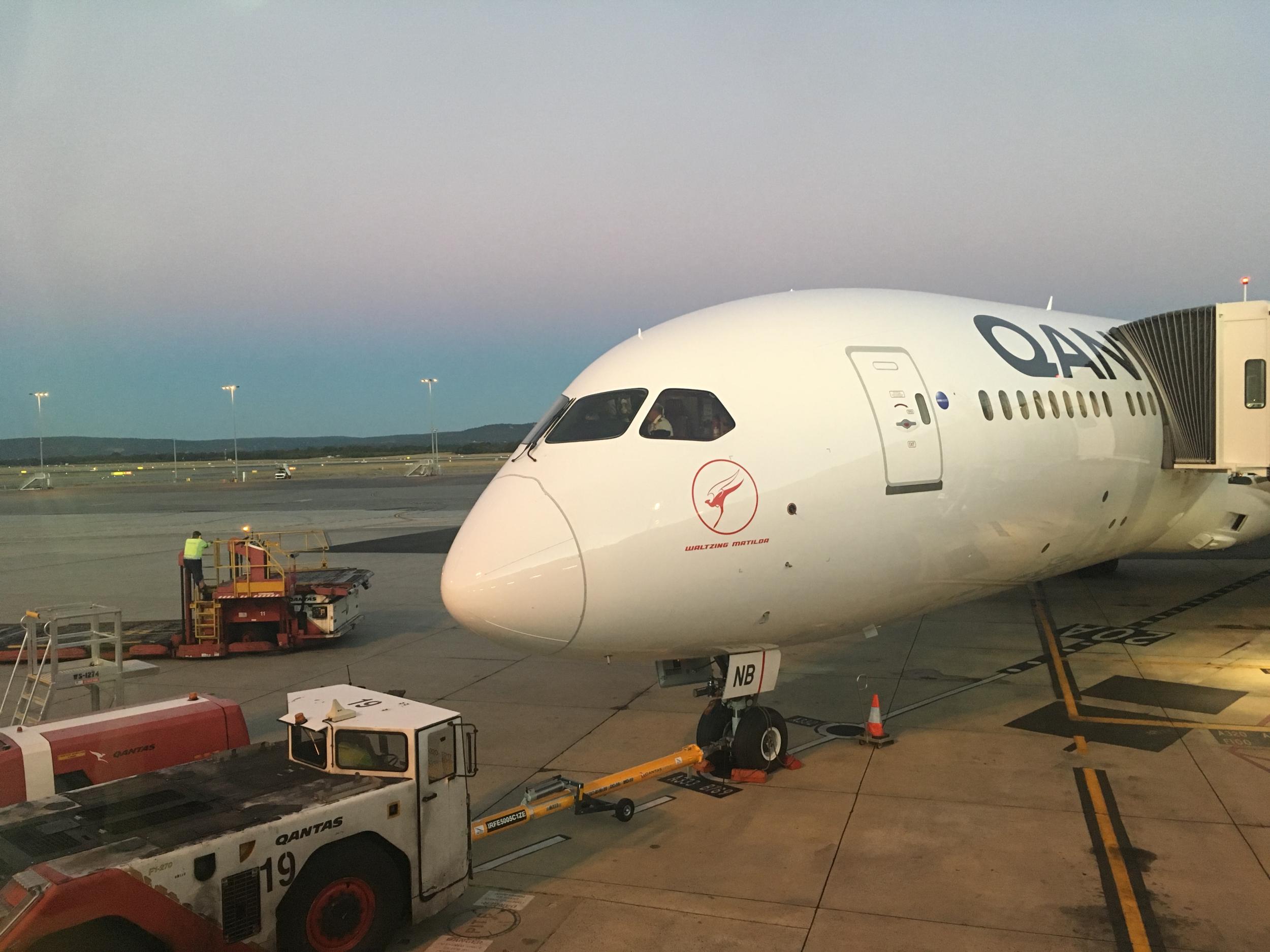 Global reach: Qantas flight 9 prepares to leave Perth for London Heathrow before the coronavirus pandemic