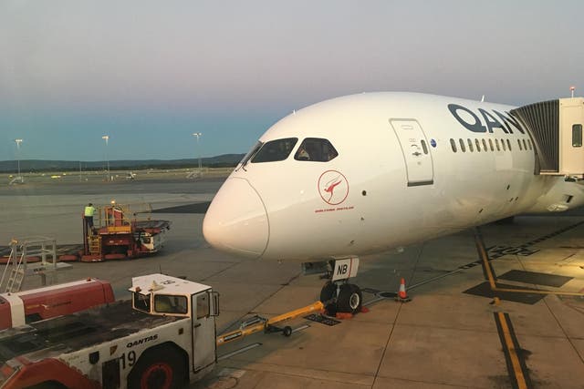 <p>Global reach: Qantas flight 9 prepares to leave Perth for London Heathrow  before the coronavirus pandemic  </p>