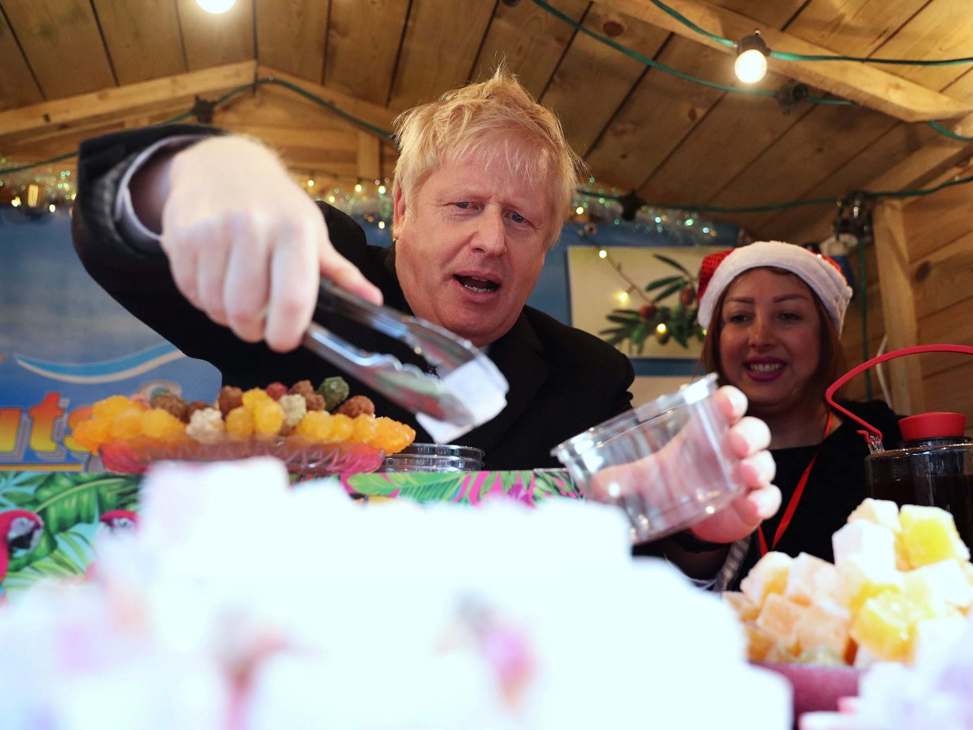 Dealing out the Turkish delight: Johnson on the campaign trail (AFP/ Getty)