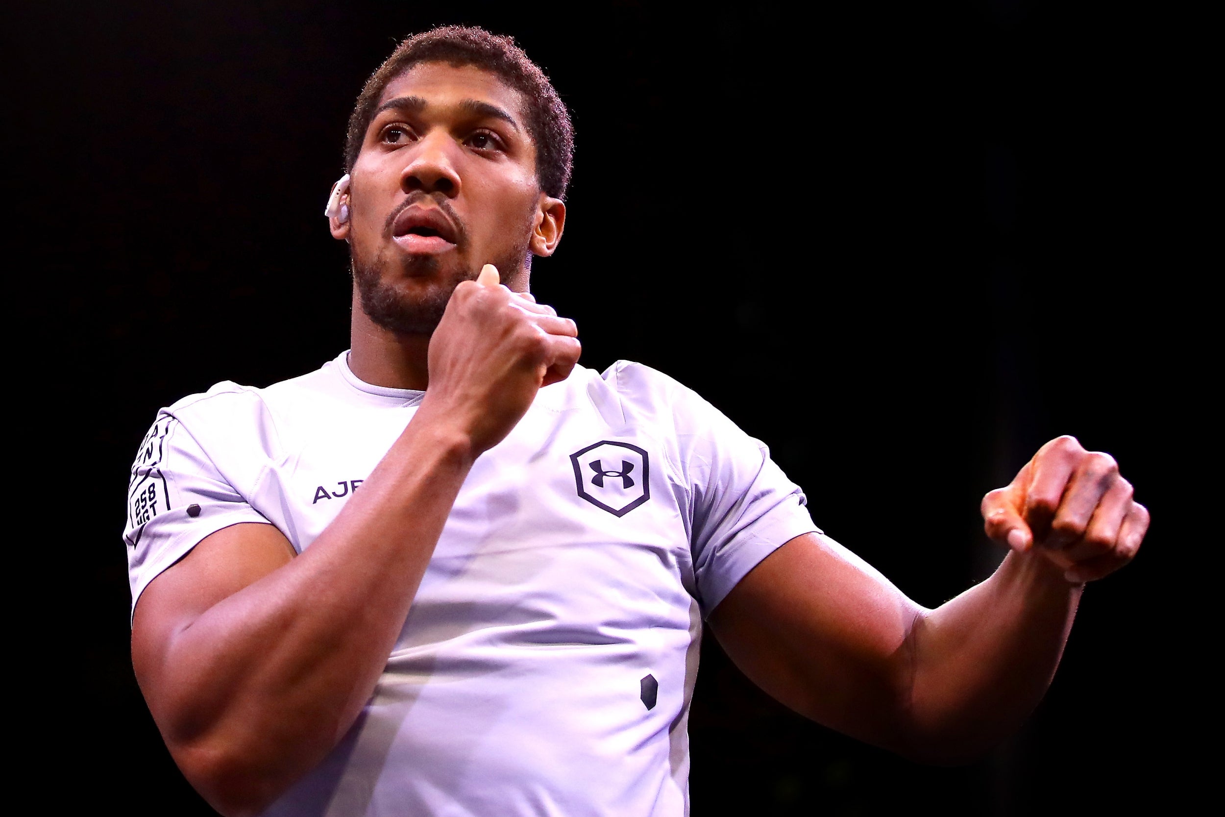 Anthony Joshua at the public workout ahead of the rematch (Getty)
