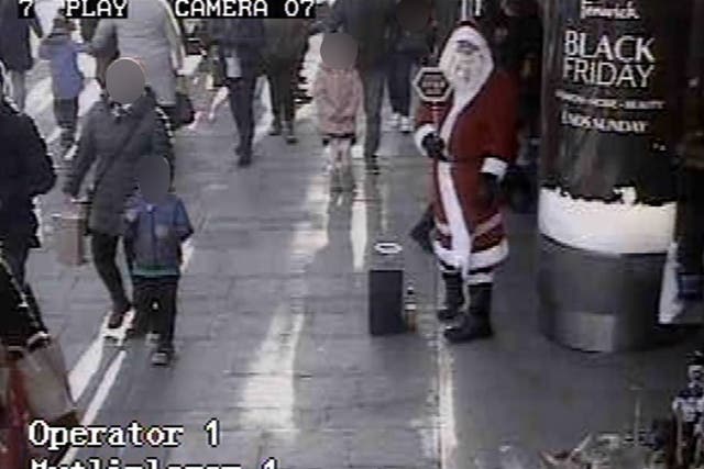 Convicted sex offender Stephen Brown, 40, has been sent back to jail after dressing as Santa Claus and offering to pose for pictures with children in exchange for donations outside Fenwick in Newcastle on 30 November, 2019.