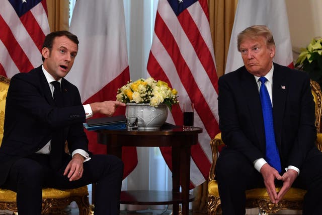 Donald Trump meets French President Emmanuel Macron at Winfield House, London on 3 December, 2019.