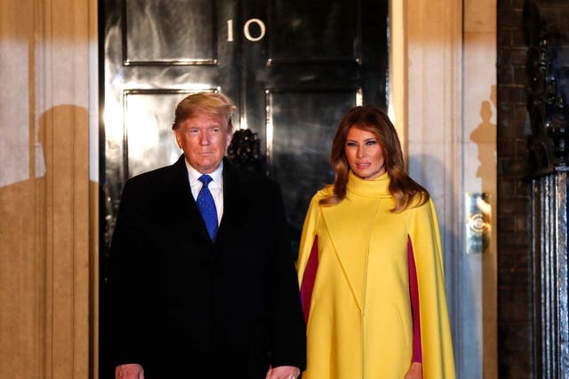 US president Donald Trump and first lady Melania Trump arrive at 10 Downing Street for a Nato reception hosted by Boris Johnson on 4 December 2019