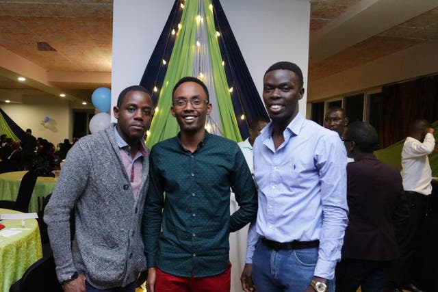 Peter Gachanja (centre) with Leafy Ke co-founders Dennis Muguta (left) and Melvin Kizito