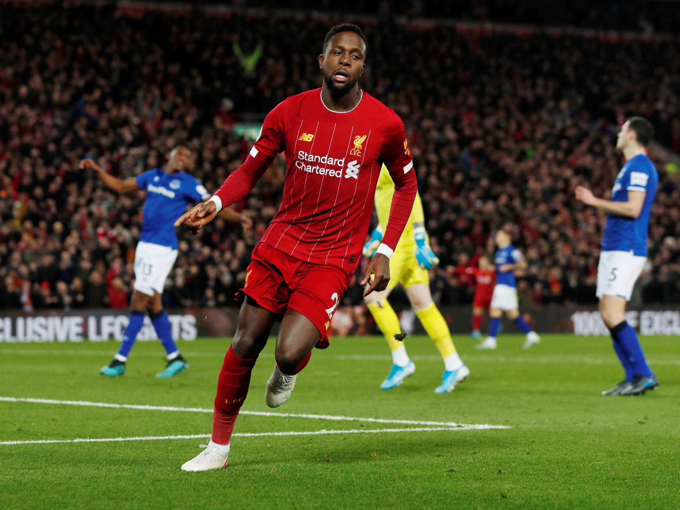 Liverpool’s Divock Origi celebrates scoring