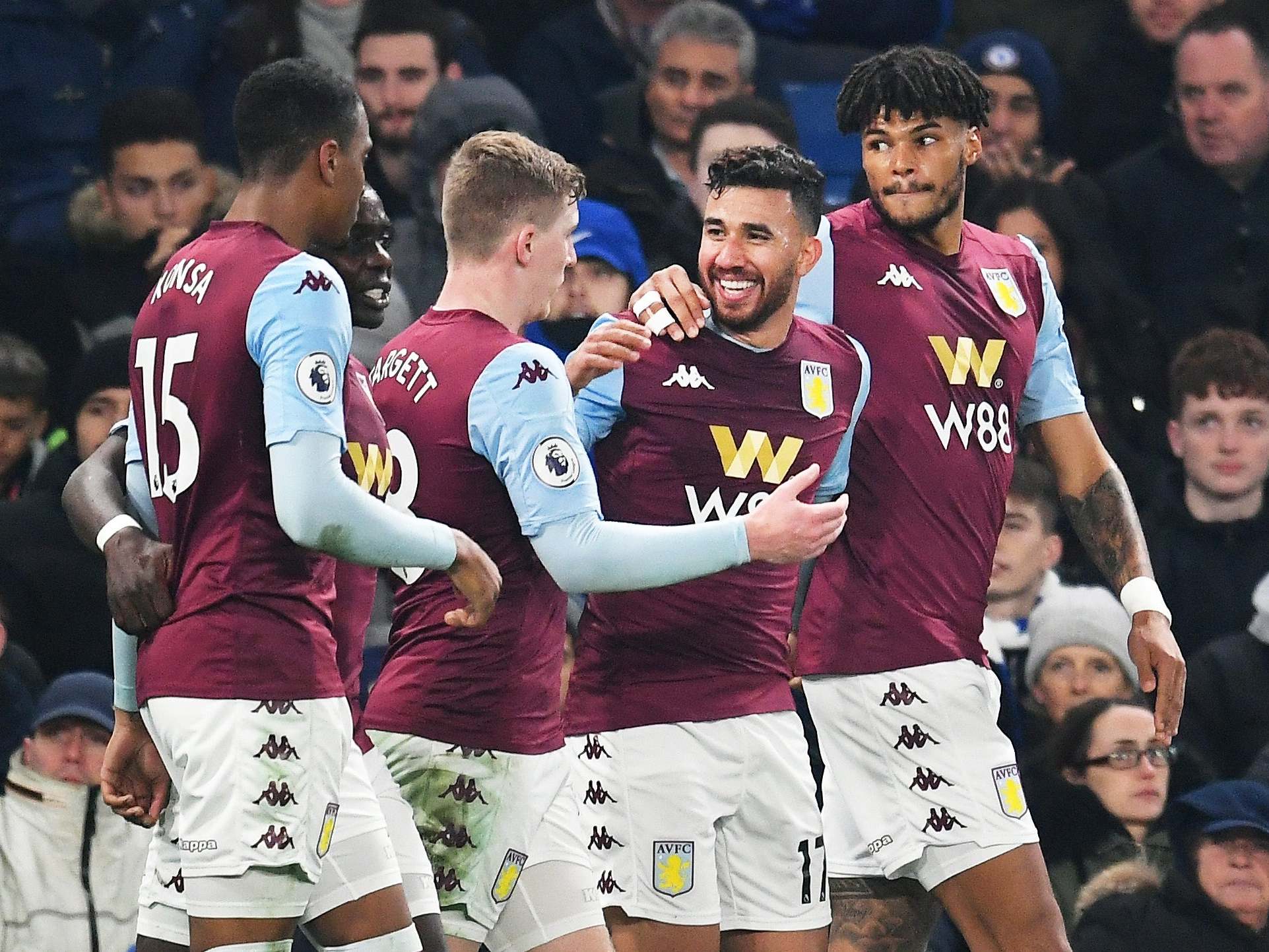 Villa celebrate pulling level at Stamford Bridge