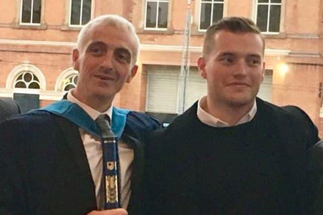 John Crilly with Jack Merritt at his university graduation in Manchester in September