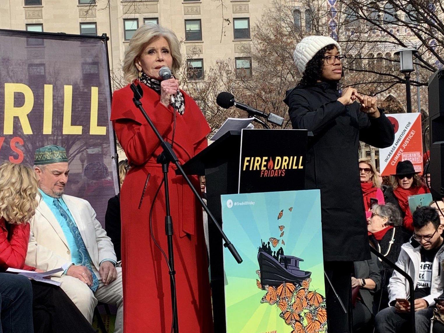 Jane Fonda is among those who reportedly attended protests in Washington on Friday