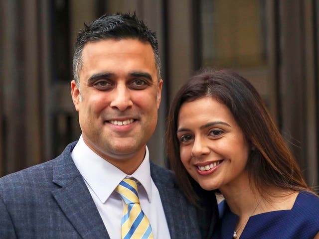 Sandeep and Reena Mander outside Oxford County Court on 6 December, 2019 after they won almost £120k in damages after a judge ruled they were discriminated against by not being allowed to adopt because of their Indian heritage.