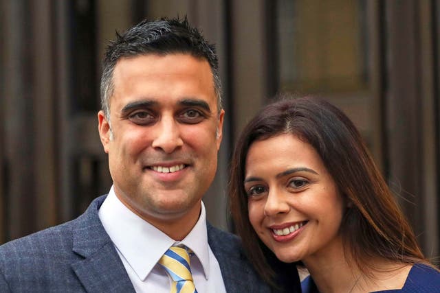 Sandeep and Reena Mander outside Oxford County Court on 6 December, 2019 after they won almost £120k in damages after a judge ruled they were discriminated against by not being allowed to adopt because of their Indian heritage.