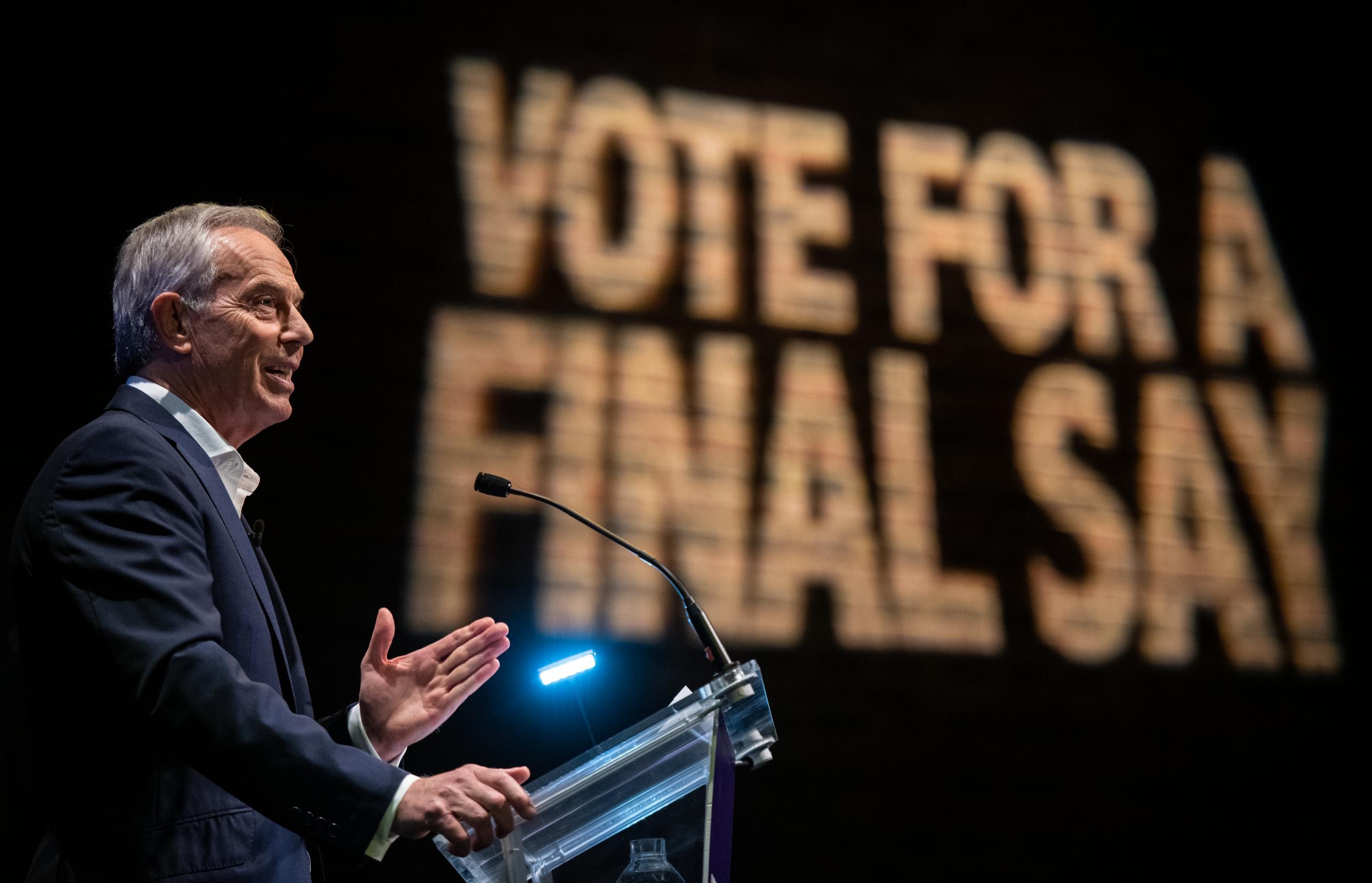 Tony Blair was also speaking at the event in London