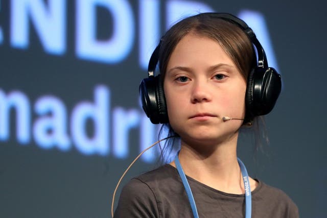 Greta Thunberg attends a press conference during the fifth day of the UN Climate Change Conference COP25 at the Casa Encendida cultural place in Madrid, Spain