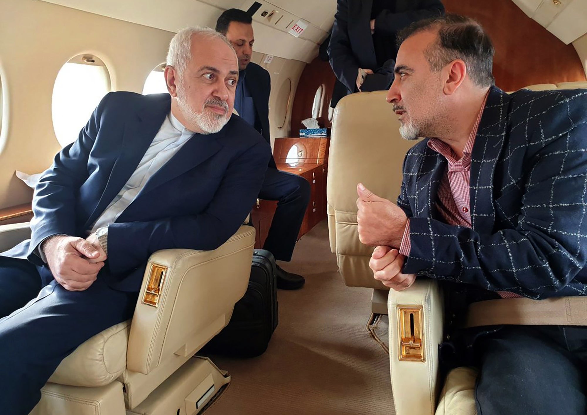 Masoud Soleimani, right, with Iranian foreign minister Javad Zarif following his release from US custody in an exchange
