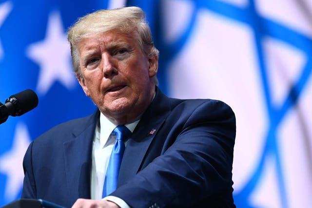 US President Donald Trump addresses the Israeli American Council National Summit 2019