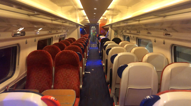 The inside of the carriage as the Virgin train completed its last journey