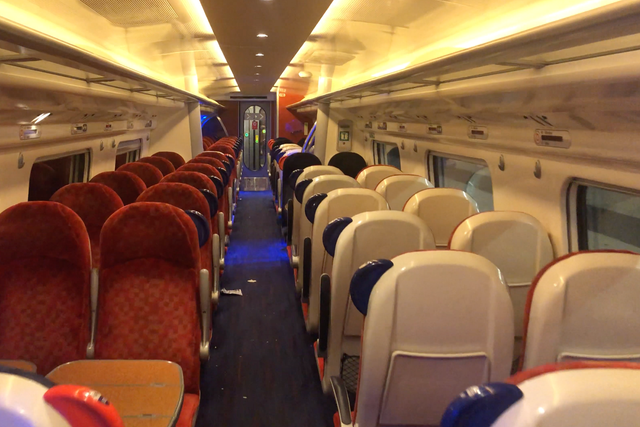 The inside of the carriage as the Virgin train completed its last journey