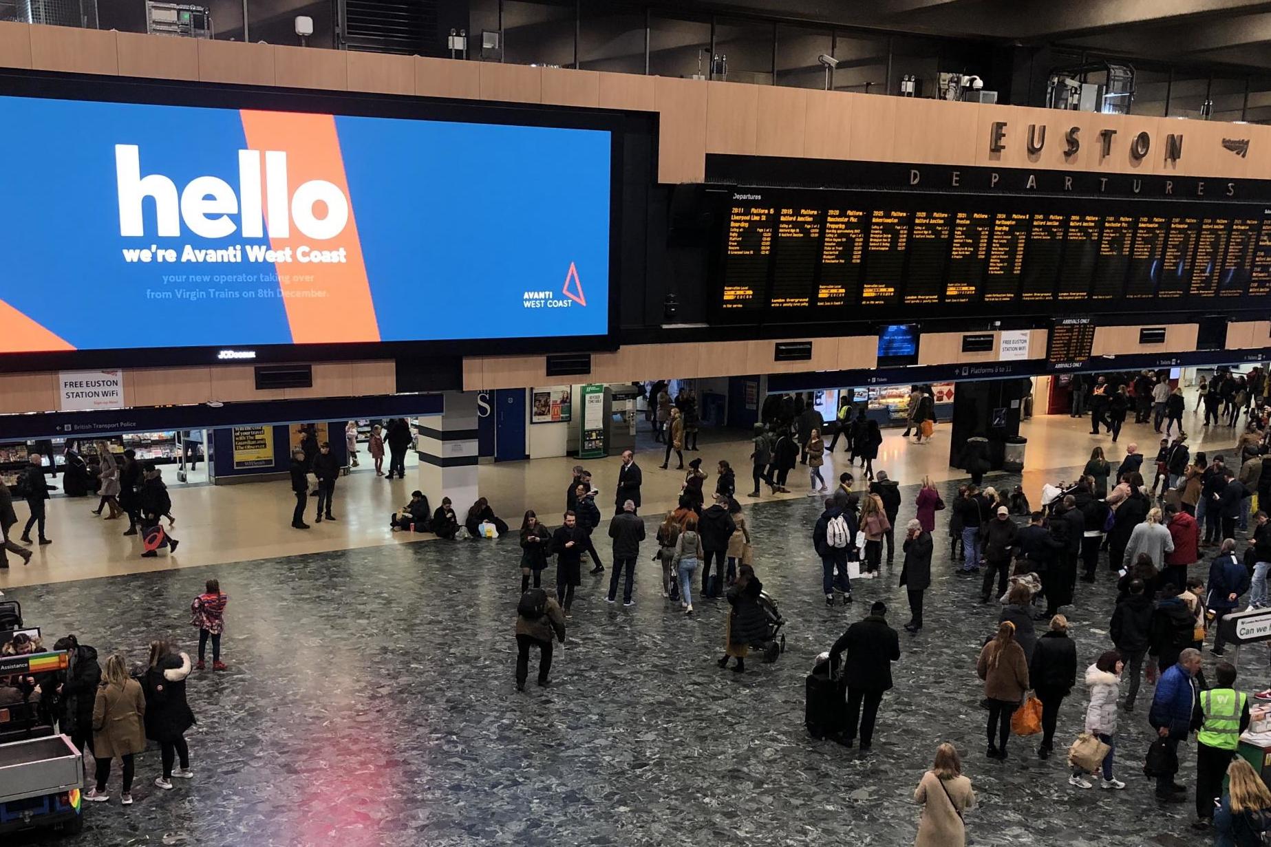 All change: Avanti announces its arrival at London Euston in December 2019