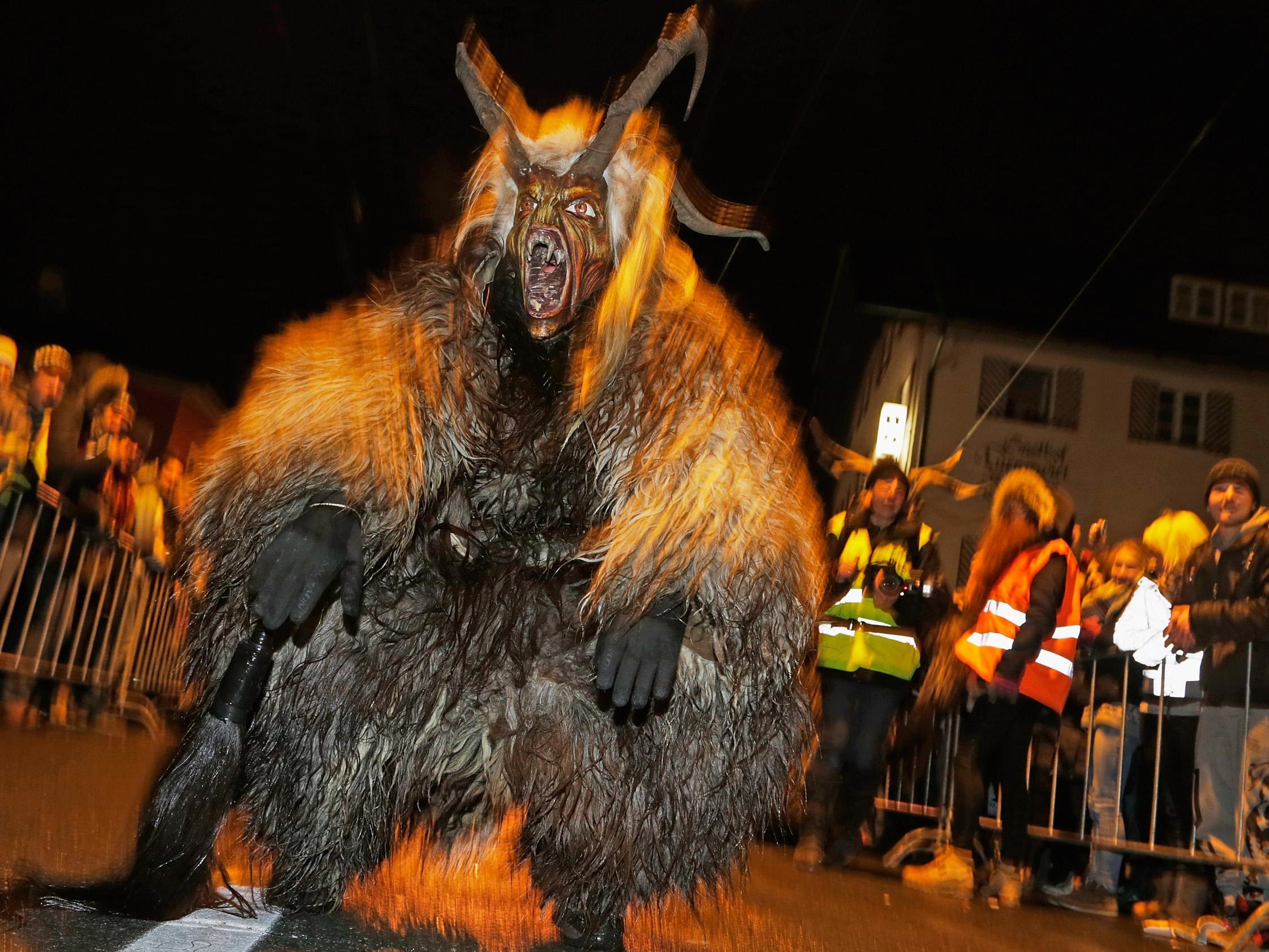 Krampus is a traditional demon figure in central Europe who scares and punishes children who have misbehaved