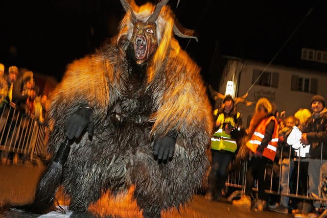 Krampus is a traditional demon figure in central Europe who scares and punishes children who have misbehaved