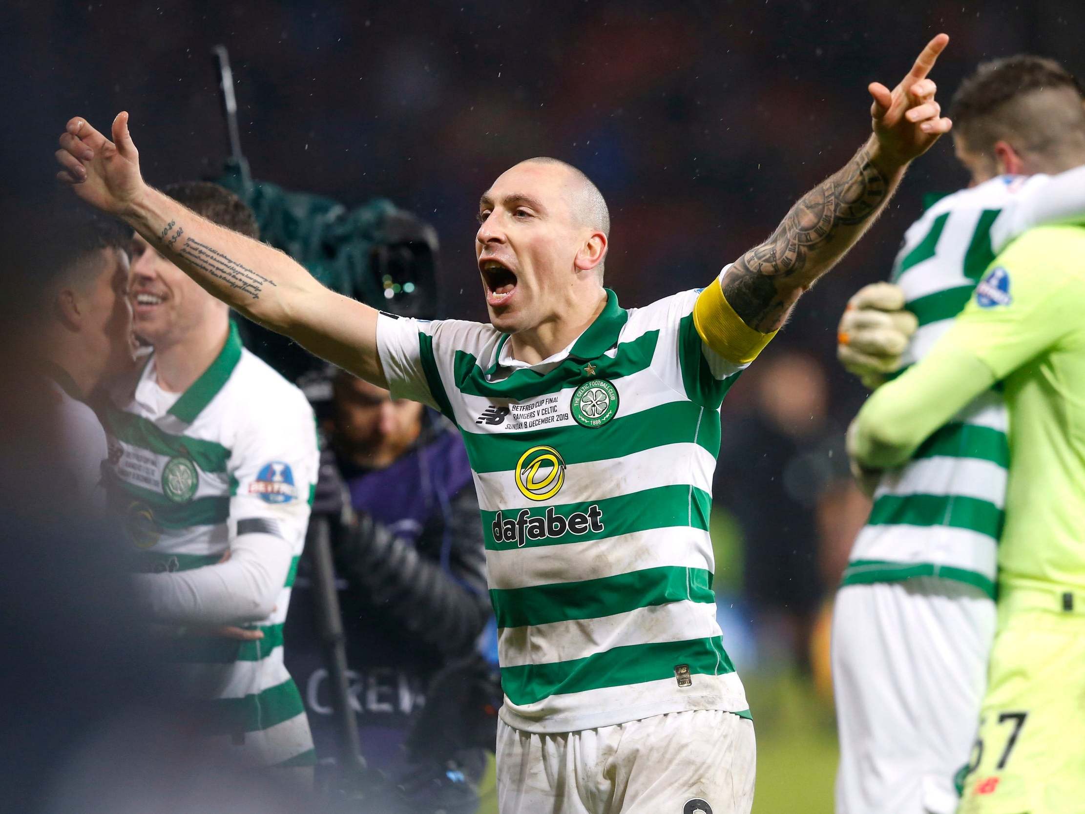 Celtic captain Scott Brown celebrates