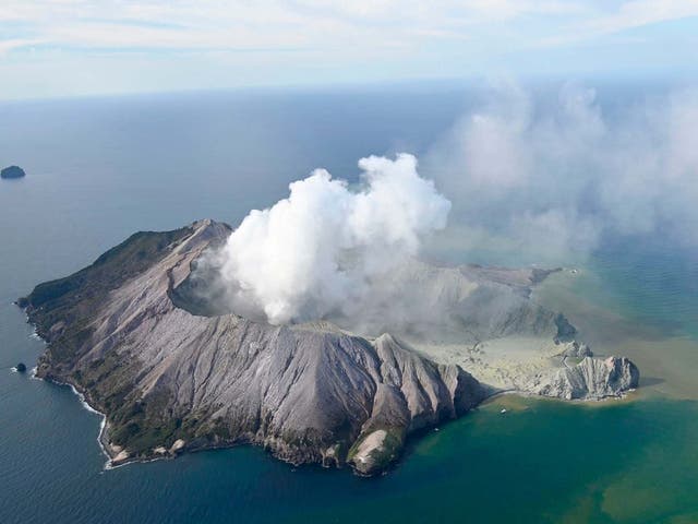 White Island after its volcanic eruption in New Zealand