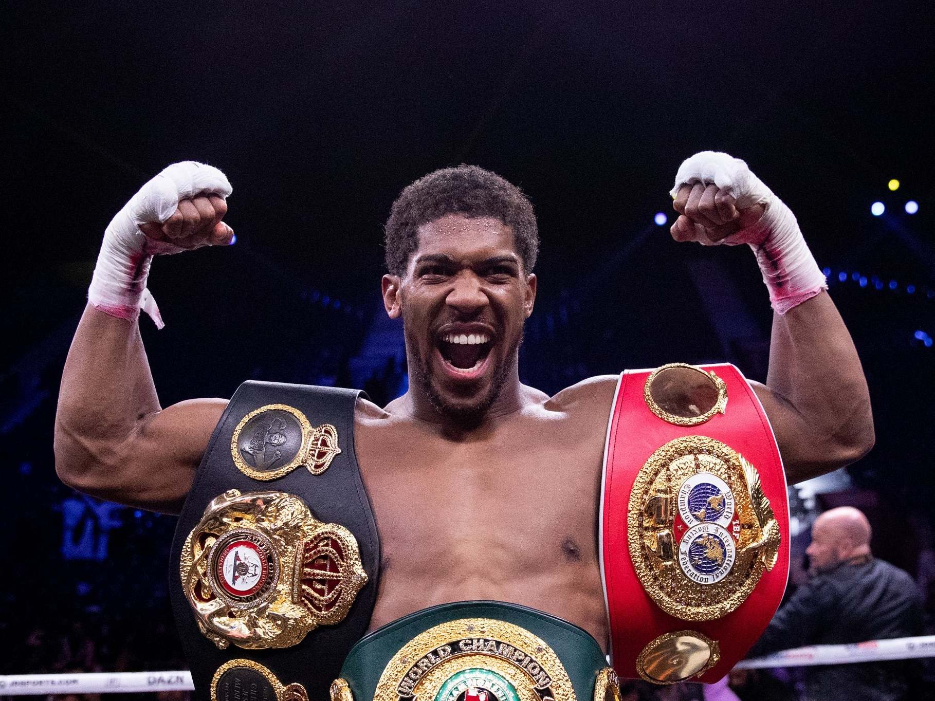 Joshua celebrates his victory over Ruiz