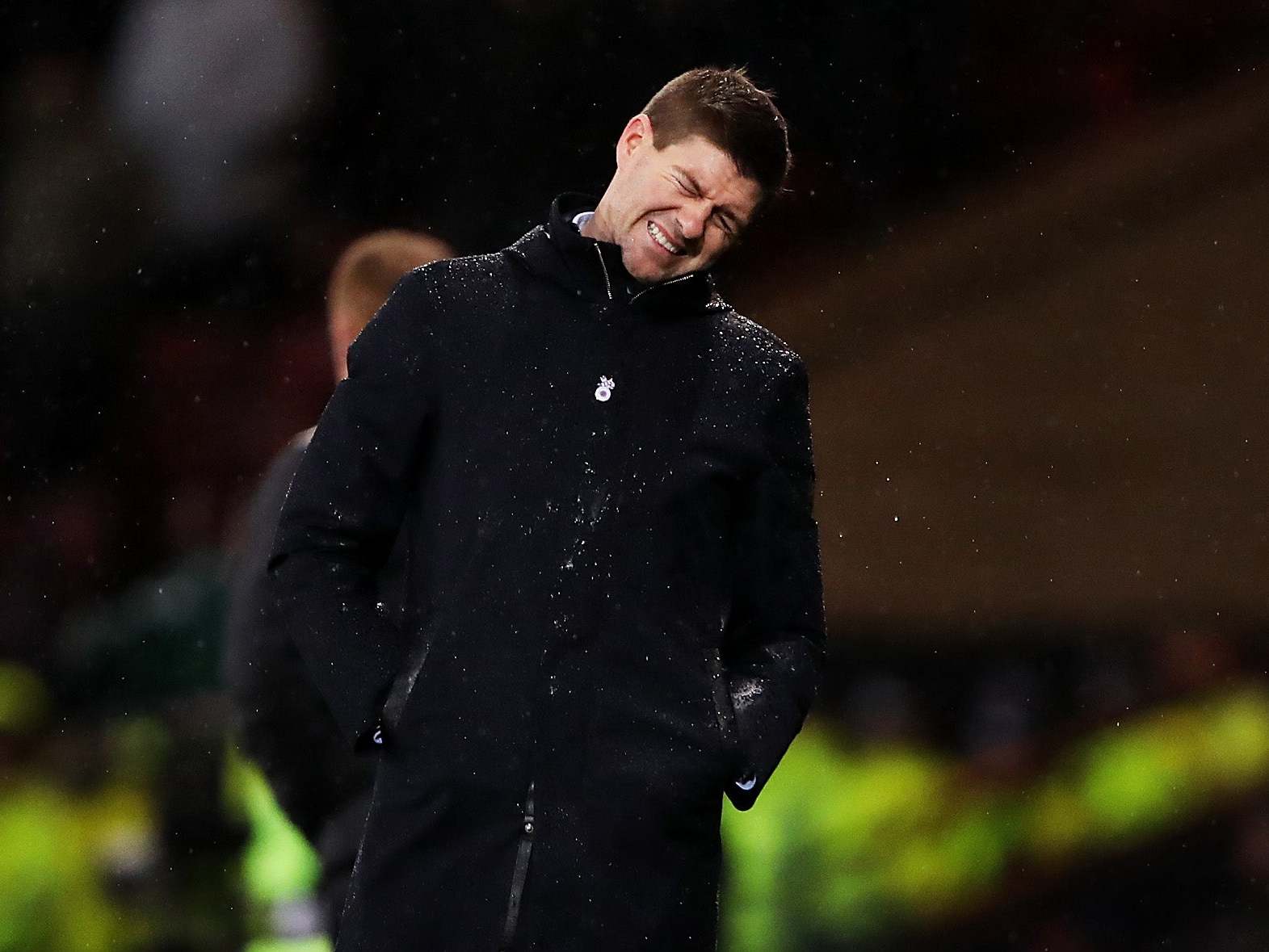 Steven Gerrard reacts during the match