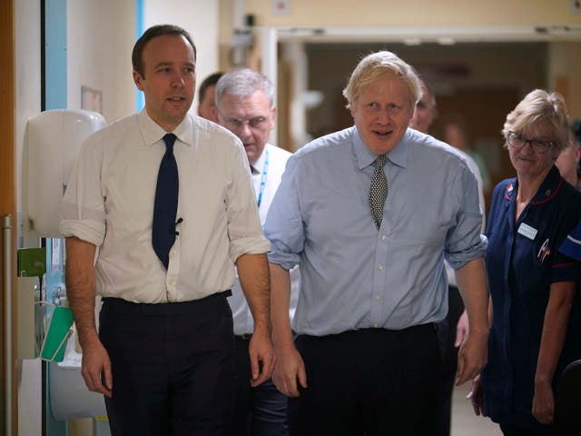 The health secretary, Matt Hancock, and Boris Johnson: clear answers on EU staff and the regulation of pharmaceuticals have so far been in short supply