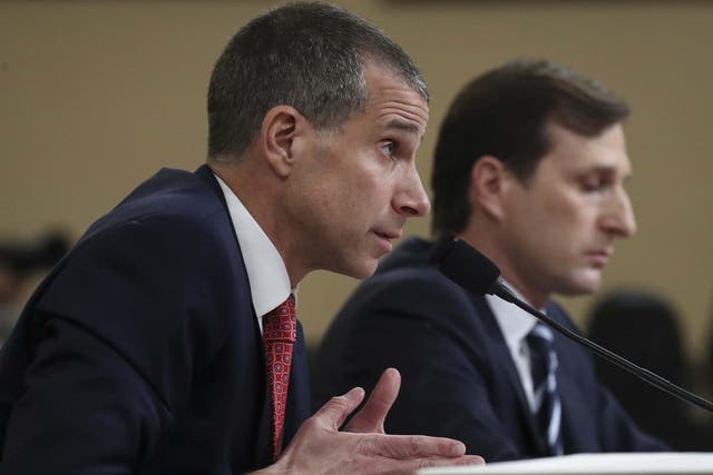 Lawyers for the House Intelligence Committee Stephen Castor representing the minority Republicans, and, Daniel Goldman representing the majority Democrats, testify before the House Judiciary Committee