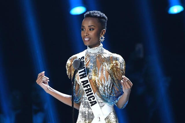 Miss Universe 2019 Zozibini Tunzi, of South Africa, appears onstage at the 2019 Miss Universe Pageant