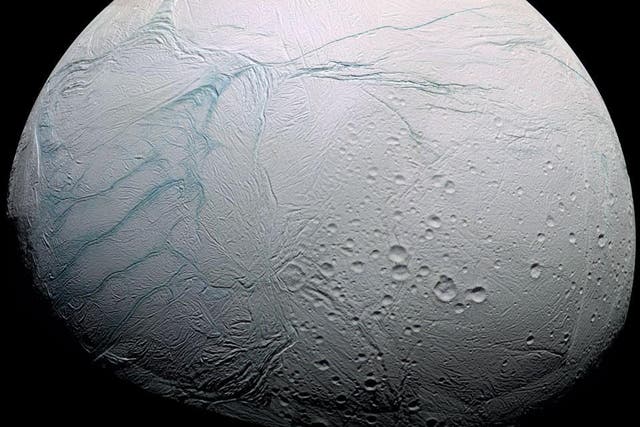 First seen by the Cassini mission to Saturn, Enceladus' "tiger stripes" are like nothing else known in our Solar System