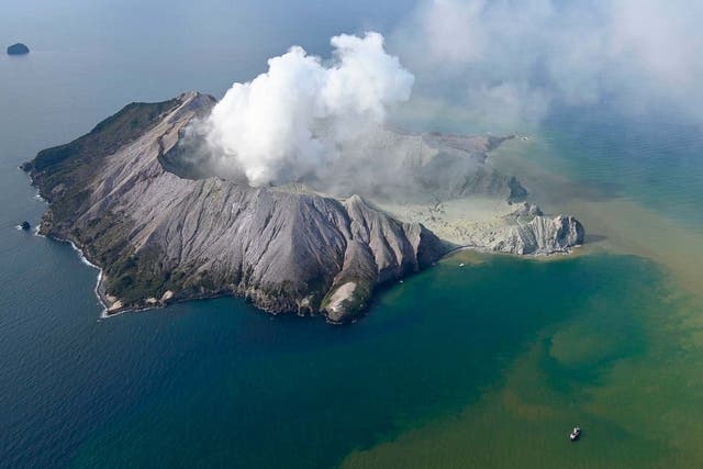 Aerial photo shows White Island after its volcanic eruption in New Zealand on Monday