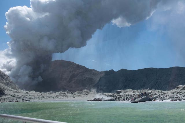 <p>File. An image provided by visitor Michael Schade shows White Island (Whakaari) volcano, as it erupts, in the Bay of Plenty, New Zealand, 9 December 2019</p>