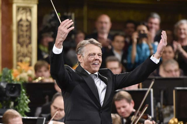 Jansons conducts the traditional New Year Concert with the Vienna Philharmonic Orchestra at the Vienna Musikverein in 2016