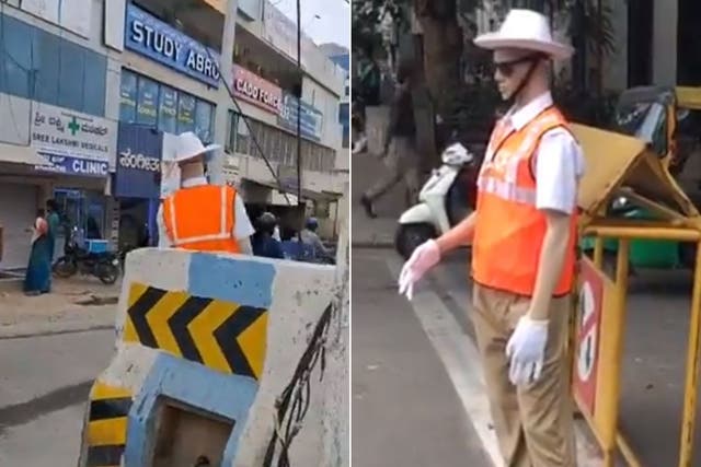 Traffic mannequins in Bangalore, India