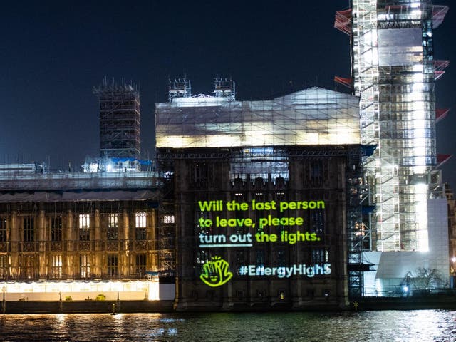 Parliament was lit up in the early hours of 10 December