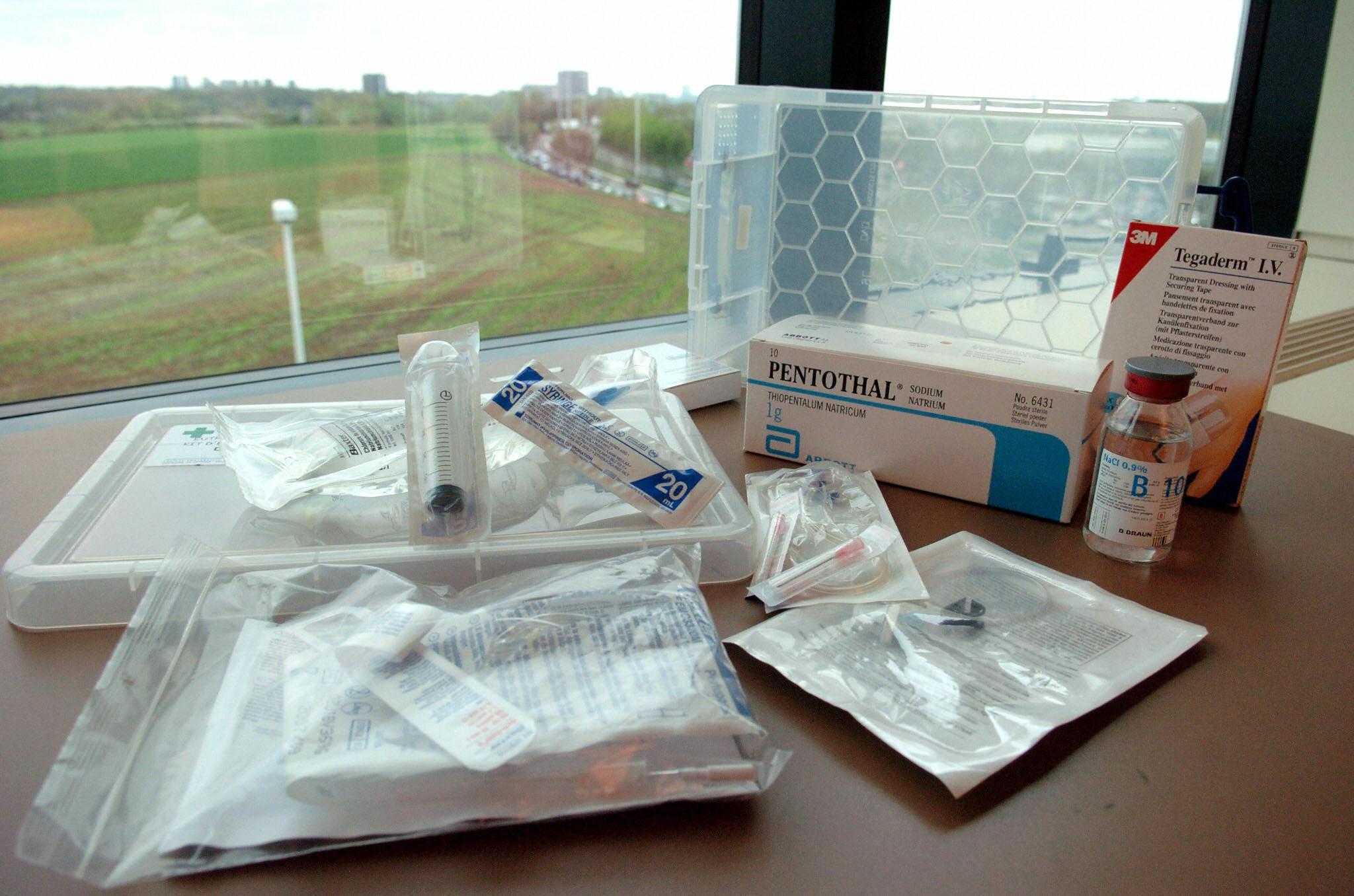 A Belgian ‘euthanasia kit’ available to GPs to use at their patients’ homes (AFP/Getty)