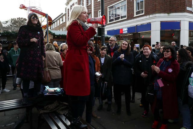Labour candidate Rosie Duffield campaigns to win her Canterbury seat for a second time