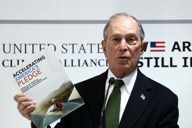 US presidential hopeful Michael Bloomberg speaks during a panel at the U.N. Climate Change Conference