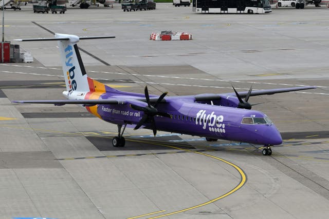 Fly away: a Flybe Q400 aircraft at Heathrow airport