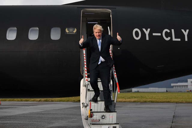 Boris Johnson in Cardiff during the election campaign